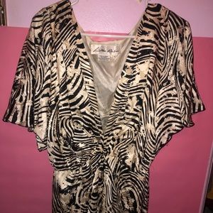 Lillie Rubin 100% Silk Long Zebra Print Dress